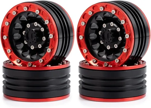 Miniatura 11 de MOHERO Llantas de aleación Beadlock de 1/10 de 1.9 pulgadas para RC Cralwer Axial SCX10 CC01 D90, paquete de 4 unidades (plata mate)