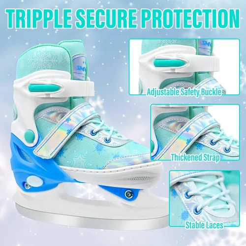 Miniatura 5 de Patines de hielo ajustables para niños y niñas, cómodos, cuchillas suaves, zapatos de patinaje sobre hielo para pista de hockey sobre hielo al aire