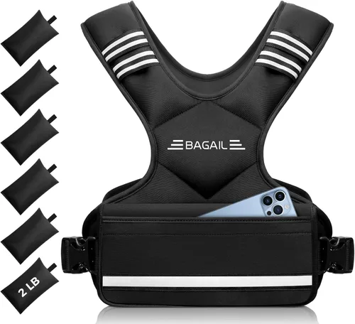 Miniatura 16 de BAGAIL Chaleco con peso ajustable para mujeres y hombres, 4-10 libras, 12-18 libras, 20-32 libras, chaleco de peso para entrenamientos en casa con 6