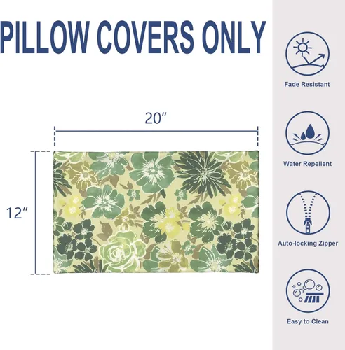 Miniatura 218 de Juego de 2 almohadas para exteriores de 16 x 16 pulgadas, repelentes al agua con interiores, para muebles de patio, hogar, jardín, geometría bohemia