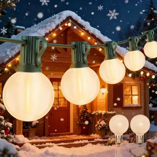 Miniatura 17 de Abeja - Cadena de luces para exteriores, de 25 pies con bombillas LED G40 tipo globo con 27 bombillas de plástico Edison (2 de repuesto), luces