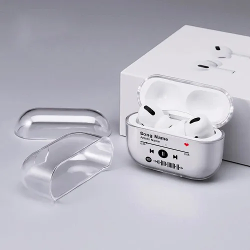 Miniatura 2 de Funda personalizada para Spotify compatible con AirPods Pro 3/Pro 2/Pro/1/2/3 con llavero, cubierta transparente de canción musical personalizada