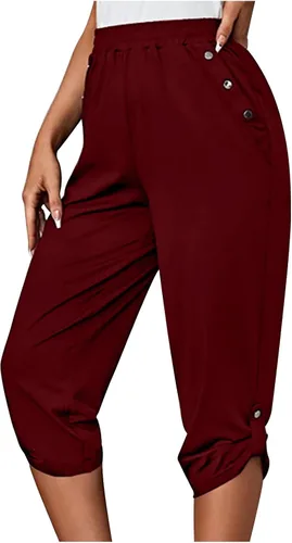 Miniatura 210 de Pantalones capri para mujer, estilo casual, de verano, elásticos, de cintura alta, pantalones de yoga, ajuste atlético, pantalones deportivos