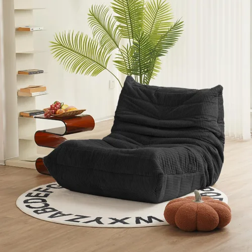 N&V Sofá de suelo sin brazos de mediados de siglo, silla de pana suave de alta calidad, silla decorativa de espuma para sala de estar, dormitorio y