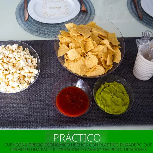Miniatura 8 de PLASTICPRO Cuencos desechables de plástico en ángulo, redondos, grandes, elegantes para fiestas, aperitivos o ensaladas, paquete de 4