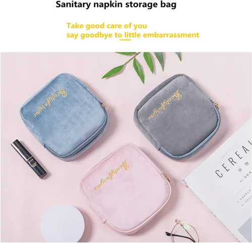 Miniatura 2 de Servilletero sanitario de tela flocado, bolsa de taza menstrual, soporte para almohadilla de lactancia, organizador de almacenamiento lavable, 3