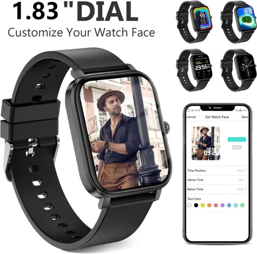 Miniatura 6 de Choiknbo Reloj inteligente con rastreador de fitness para teléfonos Android/iOS, pantalla táctil completa de 1.69 pulgadas con monitor de frecuencia