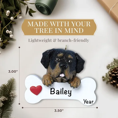 Miniatura 4 de Adorno personalizado de hueso de perro Rottweiler 2025 Personalización gratuita las 24 horas Adornos de Primera Navidad de cachorro grabado