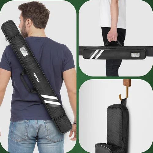 Miniatura 7 de PEKREWS Estuche para Taco de Billar, Funda Suave para Taco de Billar 1x1 que Contiene 1 Culata y 1 Flechón con Bolsillo con Cremallera para Taco