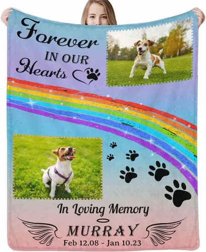 Miniatura 27 de Artsadd Manta de memoria personalizada, regalo personalizado con imagen de perro, manta conmemorativa, regalo de condolencias para amantes