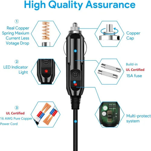 Miniatura 4 de Cable cargador de coche DC 12V/24V compatible con BLUETTI EB3A/EB70/EB70S/AC50S/AC180/AC60/B80, Anker 521 523 533, Jackery Explorer
