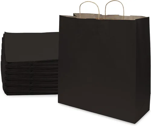 Miniatura 8 de Prime Line Packaging Bolsas de regalo negras, bolsas de regalo de papel kraft con asas para pequeñas empresas, bolsas de compras extra grandes