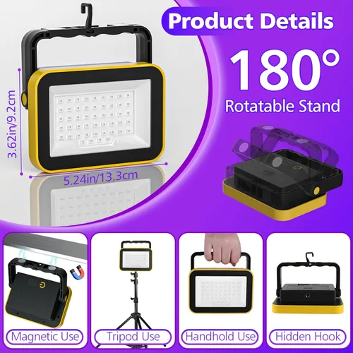 Miniatura 6 de T-SUN Luces LED negras recargables, luz negra alimentada por batería, paquete de 2 luces LED negras para pesca del gato, fiesta, luces de escenario