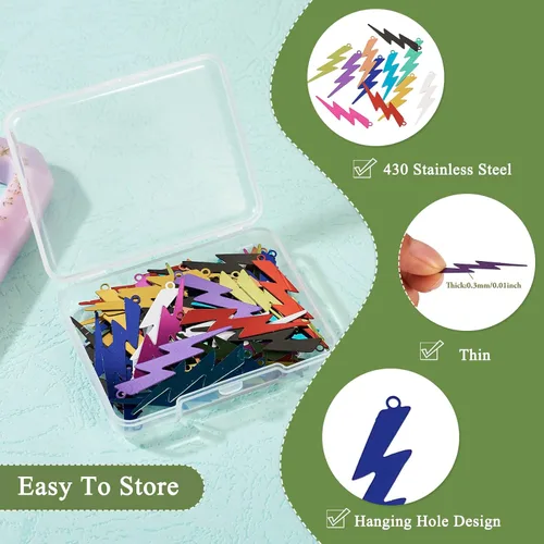 Miniatura 16 de FASHEWELRY 16 dijes de plumas de arco iris de acero inoxidable con alas de filigrana, adornos de metal de 4 colores para hacer joyas, pulseras