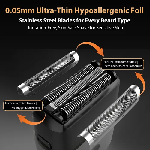 Miniatura 3 de Afeitadora eléctrica de aluminio para hombres: maquinilla de afeitar compacta de viaje para la cara - IPX7 impermeable y carga rápida USB-C