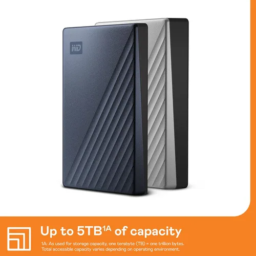 Miniatura 4 de WD 5TB My Passport Ultra, Azul, Disco duro externo portátil, software de respaldo con defensa contra ransomware y protección con contraseña, USB-C