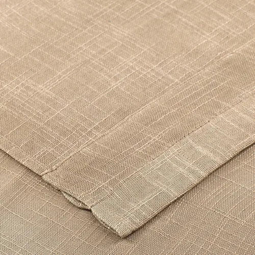 Miniatura 4 de Juego de 3 piezas de cortinas de ventana de cocina de lino semitransparentes con niveles y cenefa, color taupe. Gris pardo