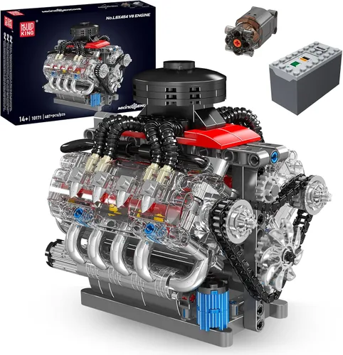 Mould King 10171 MOC Technology V8 Serie de motores de ocho cilindros Kit de bloque de motor de gasolina Kit de bloques de abrazadera con tecnología