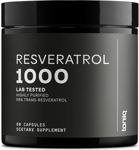 Resveratrol trans de ultra alta potencia probado por terceros 1000 mg - 98% puro, altamente purificado y biodisponible - Extracto de raíz de