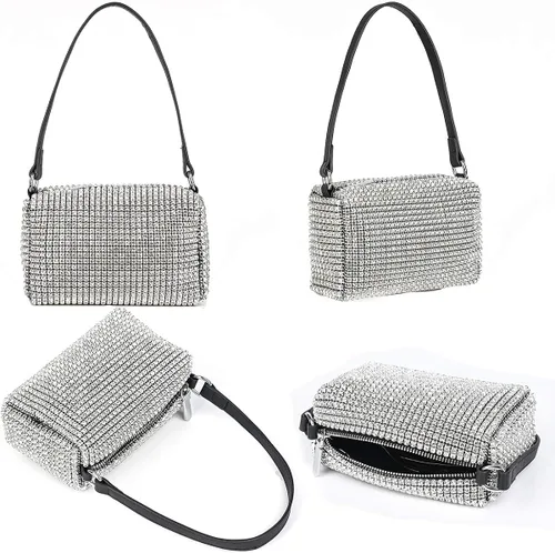 Miniatura 3 de Bolso de mano de noche con cristales brillantes para mujeres y niñas, bolso cruzado brillante para boda, graduación, fiesta, club, bolsos