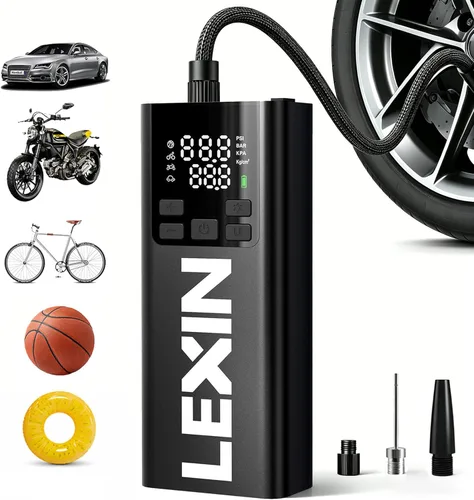 Miniatura 7 de LEXIN P4 Inflador de neumáticos, compresor de aire portátil, bomba de aire eléctrica de 150 PSI para neumáticos de automóvil, con medidor de presión