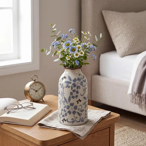 Miniatura 5 de Jarrón azul de cerámica china para decoración de mesa de mesa azul y blanca de porcelana azul y blanca