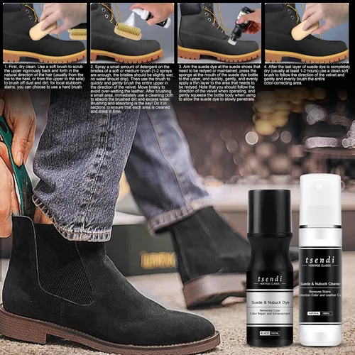 Miniatura 6 de Nubuck Suede Dye Black – 2 in1 Cleaner Color Restorer with 3 Brushes, Applicator Renew Faded Shoes For Suede Care Kit