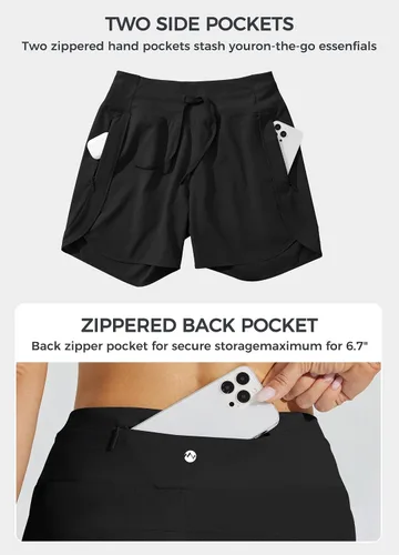 Miniatura 6 de Willit - Pantalones cortos deportivos de mujer para correr, 5 pulgadas, de secado rápido, para entrenamiento, senderismo, cintura alta, activos