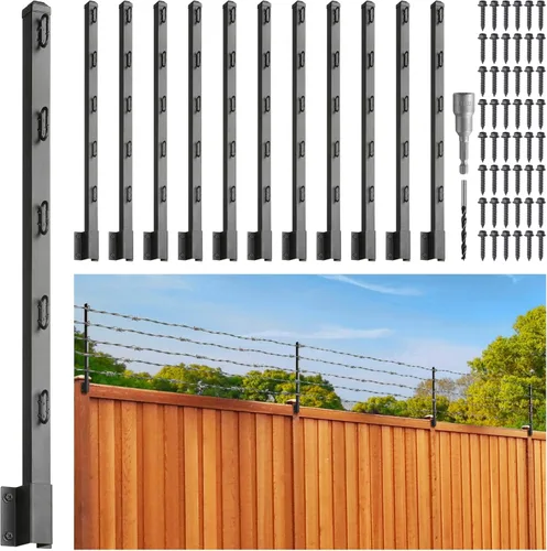 Miniatura 18 de Extensor de poste de valla, alambre de púas de 23.5 pulgadas, brazo extendido, para cercas exteriores para aumentar la altura, proteger