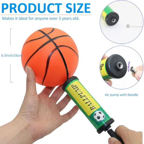 Miniatura 2 de Oleitodh Juego de 15 mini pelotas de baloncesto de 6 pulgadas a granel con bomba, pelotas de baloncesto pequeñas de PVC para juegos de aro sobre