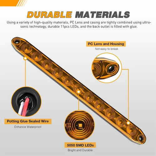 Miniatura 4 de GOOACC Barra de luz de remolque de 16 pulgadas, 2 unidades, 11 luces LED ámbar señales de giro intermitentes izquierda derecha, luces marcadoras