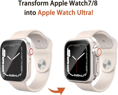 Miniatura 4 de Funda impermeable 2 en 1 compatible con Apple Watch de 1.61 pulgadas, protector de pantalla Series 9/8/7 (diseño ultra estilo) iWatch de vidrio Luz