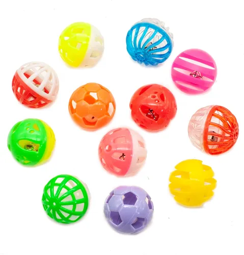 Miniatura 6 de Fashion's Talk Paquete de Valor de 12 Piezas Juguetes de Pelotas de Plástico para Gatos Pelotas de Celosía con Cascabel Sonajero Juguete de Gatito