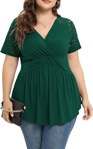 TIANZHU Camisetas de talla grande para mujer lindas y fluidas camisas tipo babydoll con cintura imperio, sexy y formal, ropa de mujer de talla grande
