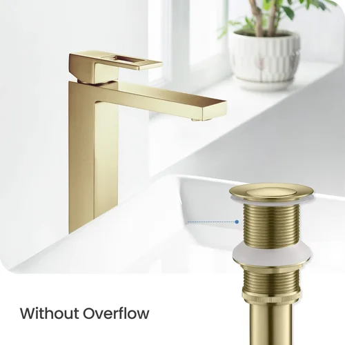 Miniatura 2 de Tapón de drenaje desplegable para fregadero de baño, drenaje desplegable sin desbordamiento (oro cepillado)