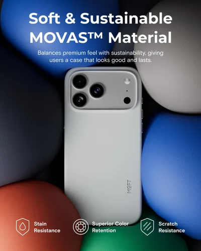 Miniatura 3 de MOFT Funda para iPhone 17 Pro, funda MOVAS a presión, compatible con MagSafe, piel vegana suave al tacto, diseño minimalista clásico, ligera