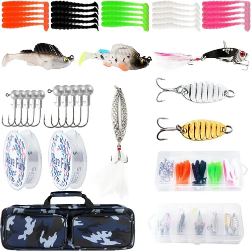 Miniatura 6 de Combo de Caña de Pescar Telescópica con Carrete 2PCS 6.89FT Caña de Pescar Plegable Carrete Giratorio Señuelos Accesorios con Bolsa de Pesca Kit