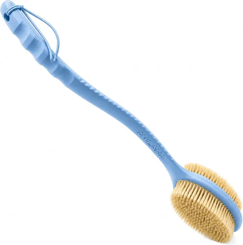 Avilana Depurador de espalda para ducha, depurador corporal de silicona de 19 pulgadas con asa, limpiador de espalda para hombres y mujeres, cepillo