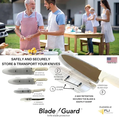 Miniatura 7 de Protector de hoja de cuchillo fabricado en Estados Unidos, almacenamiento y transporte seguros para cuchillos de cocina, protege los bordes en Gris
