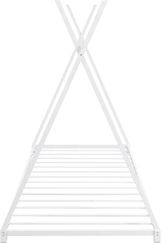 Miniatura 5 de SOFTSEA Cama de casa con marco de cama de piso doble con estructura triangular Blanco