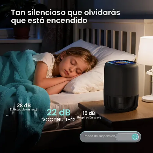 Miniatura 5 de Purificadores de aire para dormitorio con filtro de alta eficiencia de hasta 1076 pies cuadrados para pelo de mascotas, olores, polen, humo