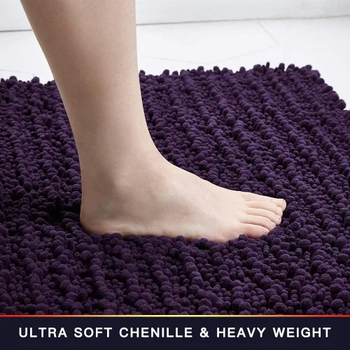 Miniatura 186 de Walensee Alfombra de baño antideslizante (24x17 pulgadas, rosa polvoriento) absorbente de agua, súper suave, lanuda de felpilla, lavable a máquina