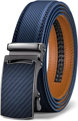 KEMISANT Cinturón para hombre, correa de trinquete deslizante de cuero genuino para hombre pantalones de vestir Oxford, tamaño ajustable