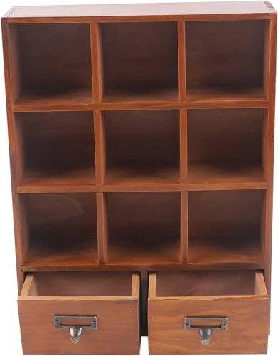 Miniatura 4 de Estante de almacenamiento de 9 cubos, estantería de madera, estante flotante, armario de almacenamiento de escritorio con 2 cajones de 13.1 pulgadas