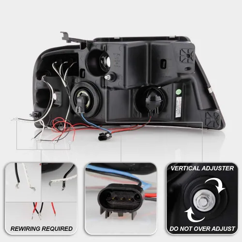 Miniatura 3 de ACANII - Focos con anillo LED halo negro para Ford F150, proyectores, faros delanteros, lado del conductor y del pasajero