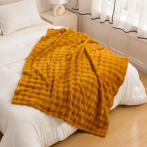 Miniatura 36 de YUSOKI - Manta de forro polar 3D con burbujas Felpa ultrasuave y esponjosa de 13.44 oz/m² Manta ligera y acogedora para sofá cama Para todas