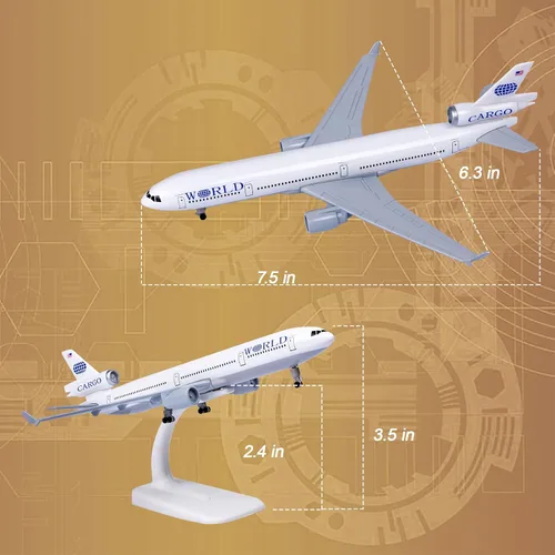 Miniatura 5 de Modelo de avión a escala 1:300 Modelo United Airlines MD11 Modelo Aviones fundidos a presión para regalo y colección