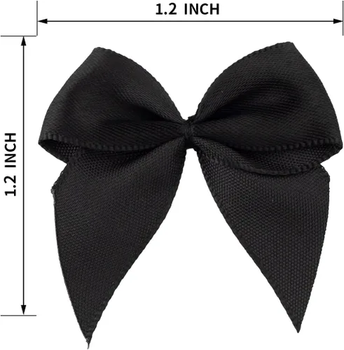 Miniatura 3 de 7Rainbows, 50 lazos de mini cinta de satén negro con flores y apliques para manualidades DIY, para costura, álbumes de recortes, boda y regalo