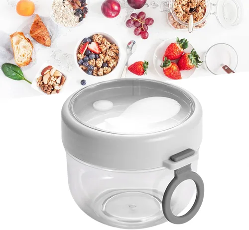 Recipientes de avena durante la noche con tapas, avena durante la noche, contenedor de avena durante la noche de 21.1 fl oz, recipientes de avena