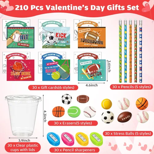 Miniatura 2 de Zonon 180 piezas de regalos para el día de San Valentín para niños, papelería de San Valentín con tarjetas, mini regalos para apretar y tazas